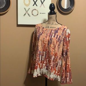 Multicolor blouse with bell sleeves